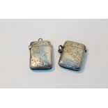 Two Victorian silver foliate engraved vesta cases, Birmingham 1896 & 1897 (2)