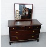 A Stag dressing table and mirror, 130 x 108cm