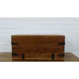 A small country wood and iron bound chest , 32 x 62cm