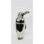 A novelty Penguin silver plated cocktail shaker, 27cm high