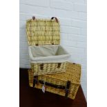 Two wicker picnic baskets, largest 45 x 32cm, (2)