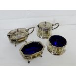 George V Birmingham silver condiments to include salts and mustards (4), circa 1923 & 1928