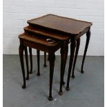 A mahogany nest of three tables, 55 x 48cm