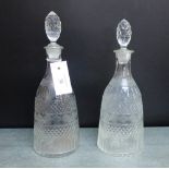 A pair of 19th century, possibly Irish, cut glass decanters and stoppers, 32cm high