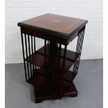 A mahogany and satin inlaid revolving bookcase 96 x 56cm