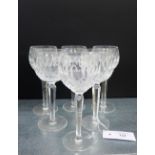 A set of six Waterford crystal 'Colleen' patterned hock glasses, 20cm high, (6)