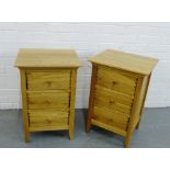 A pair of contemporary light oak three drawer bedside cabinets (2) 65 x 43cm