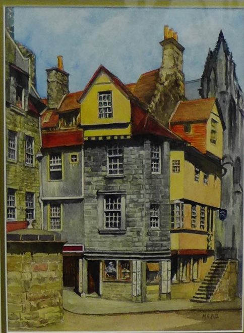 Mabel Birse, (flourished 1940-1943) 'John Knox's House' Watercolour, signed with initials, in a