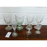 A collection of 19th century and later drinking glasses, tallest 16.5cm, (7)