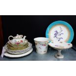 A collection of Dresden continental porcelain white glazed and floral patterned porcelains to