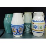 A collection of four Buchan pottery vintage jugs, 25cm high, (4)