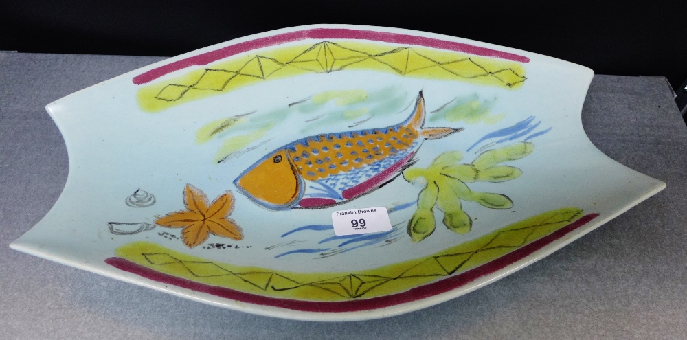 A vintage Buchan pottery Riviera fish patterned serving platter, 41 x 25cm