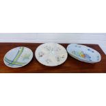 A collection of three Buchan pottery serving dishes to include a circular hors d'oeurre set with '