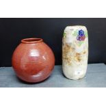 A Royal Doulton vase, mottled ground, floral spray pattern, impressed to the base 'With the