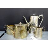 A four piece Epns floral engraved tea and coffee set comprising coffee pot, teapot, cream jug and