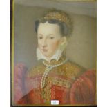 'Mary Queen of Scots' Pastel, in an ebonised frame and under glass, 43 x 55cm