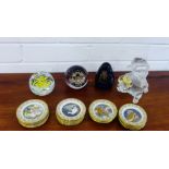 Three Caithness glass paperweights (boxed), a collection of thirty seven porcelain 'Best Loved