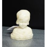 A Goldscheider white alabaster head and shoulders bust of a young girl, sculpted by Otto Petri, 14cm