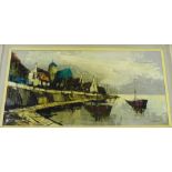 Gilbert 'Harbour Scene' Oil-on-canvas, signed, framed, 80 x 40cm