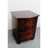 A small mahogany bow front chest, fitted three drawers, 77 x 61cm