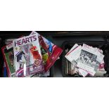Two cartons containing a quantity of Heart's Football Programmes, (a lot)