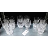 A collection of crystal drinking glasses to include five Waterford crystal 'Lismore' tumblers and