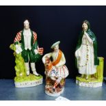 Staffordshire flat back figures to include 'Robert Burns' and 'Highland Mary', together with a