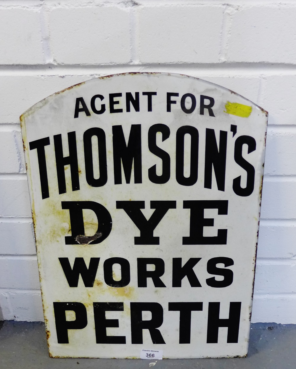 A Thomson's Dye Works, Perth double sided enamel sign