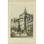 Mary McKay 'Tolbooth, Royal Mile' Etching, signed in pencil, in a glazed frame, 10 x 16cm