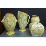 A quantity of Art Deco Kensington pottery to include, vases, jugs, flower posies, (6)