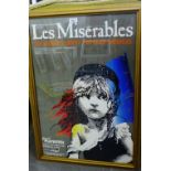 A Les Miserable's, Edinburgh Playhouse framed promotional poster, signed in ink by many of the cast,