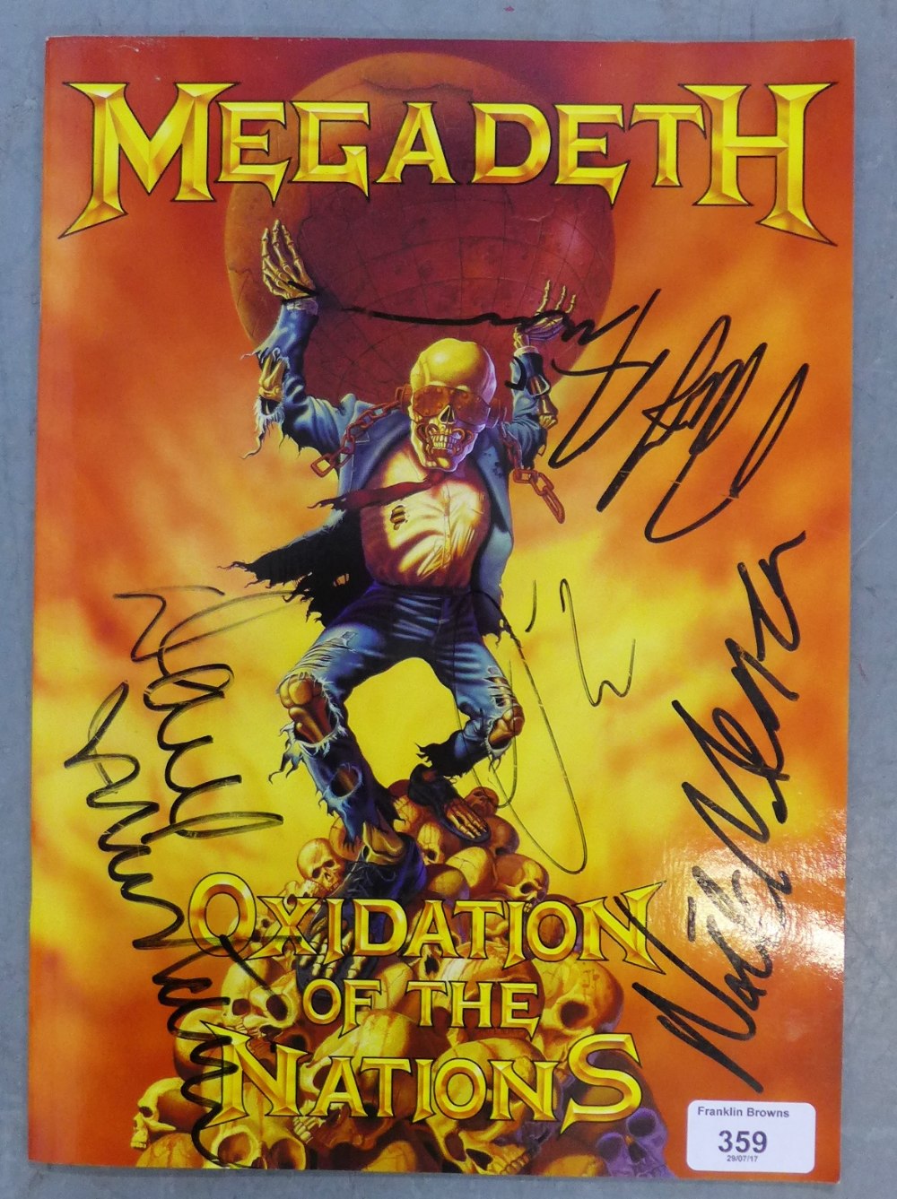 Megadeath, Oxidation of the Nations, a signed programme from the world tour in 1991