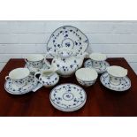 A Royal Doulton York Town blue and white teaset comprising six cups, six saucers, six side plates,