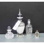 A collection of four various glass scent bottles and stoppers, tallest 20cm, (4)