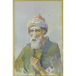 Unknown Artist 'Head and Shoulders' watercolour of an Elderly Gent Signed and monogram bottom right,