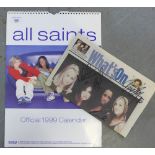 An 'All Saint's Official 1999 Calendar', together with a 'What's On Newspaper Edition', both signed