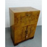 A burr wood cocktail cabinet, 113 x 71cm