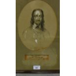 Charles I, Chalk and pencil drawing in a glazed frame, 29 x 22cm