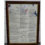 A framed Langans's Brasserie of Stratton Street, Piccadilly, London, framed menu card, 34 x 47cm (2)