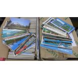 Five cartons containing a collection of vintage postcards to include UK and World examples (large