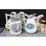 19th century and later Staffordshire wares to include a Reform Act jug, a J & MP Bell & Co, Scottish