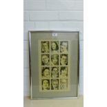 A framed group of early 20th century figures, to include Norma Shearer, Marlene Dietrich, Leslie