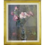 Ansell 'Still Life of Roses in a Vases' Pastel, signed top left, dated '61, in a glazed gilt wood