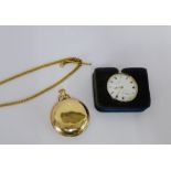 Two gold plated pocket watches to include a Waltham and another inscribed Thos Russell & Son,