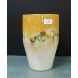 Scottish Art glass vase, the orange and white ground with coloured swirls, 25cm high