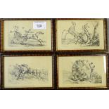L'accidents de la chasse, four prints after Vernet, in glazed frames, 13 x 9cm, (4)