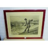 A black and white framed photographic print of Robert Mitchum 'On The Beach' 1954, framed, overall