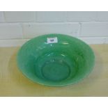 Moncrieff Scottish Art glass bowl with a mottled green ground, diameter 25cm