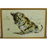 Ralph Thompson 'Tiger Cub and a Bee' Coloured lithographic print, in a glazed frame, 60 x 38cm