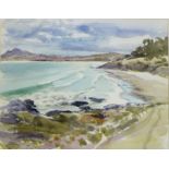 Patricia Giles Tasmanian School 'Shore Scene' Watercolour, signed bottom right, 55 x 43cm